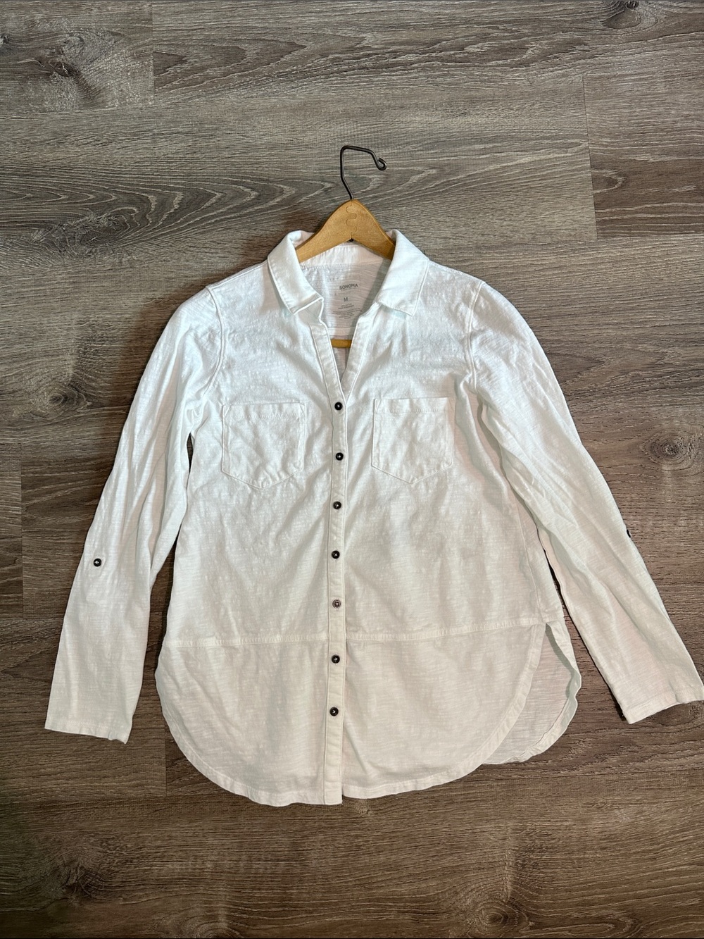 Sonoma White Cotton Button-Up Long Sleeve Shirt